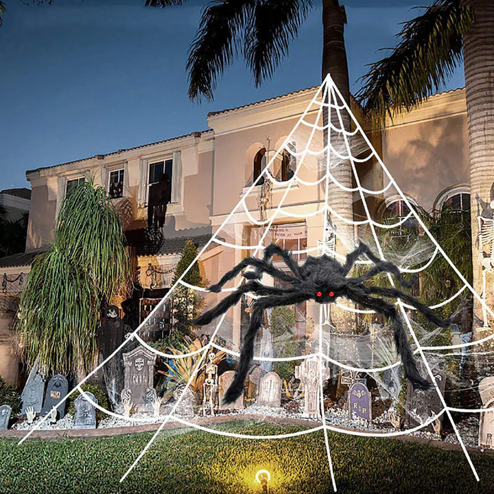 BowLift | CreepyWeb XXL Spider Web | Triangular | 5 m | Fluffy Halloween Decoration for Garden & Home