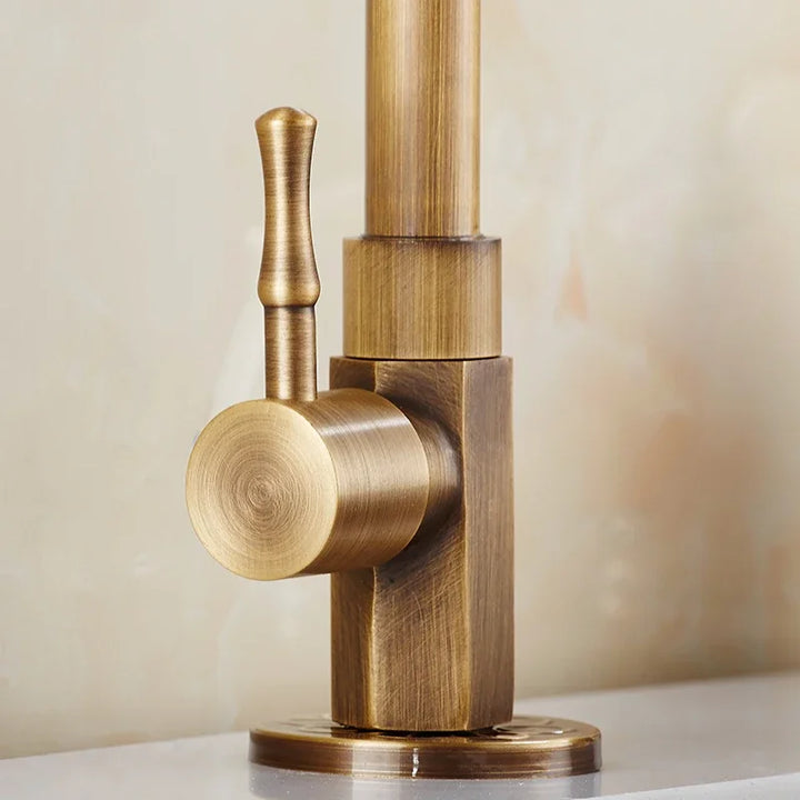BowLift | Elegant Swan Neck Kitchen Faucets made of Antique Brass