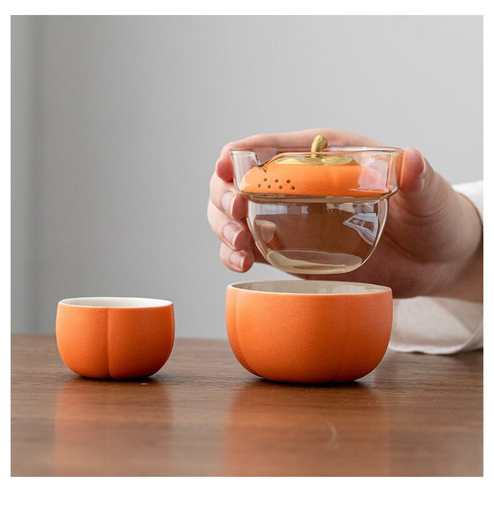 Mini Pumpkin Ceramic Teapot Set | Bowlift