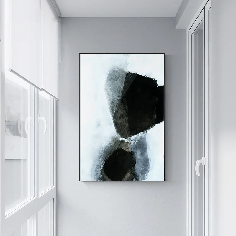 Dark Stones Abstract Wall Art Fine Art Canvas Prints Nordic Pictures For Modern Apartment Living Room Home Office Decor | Bowlift