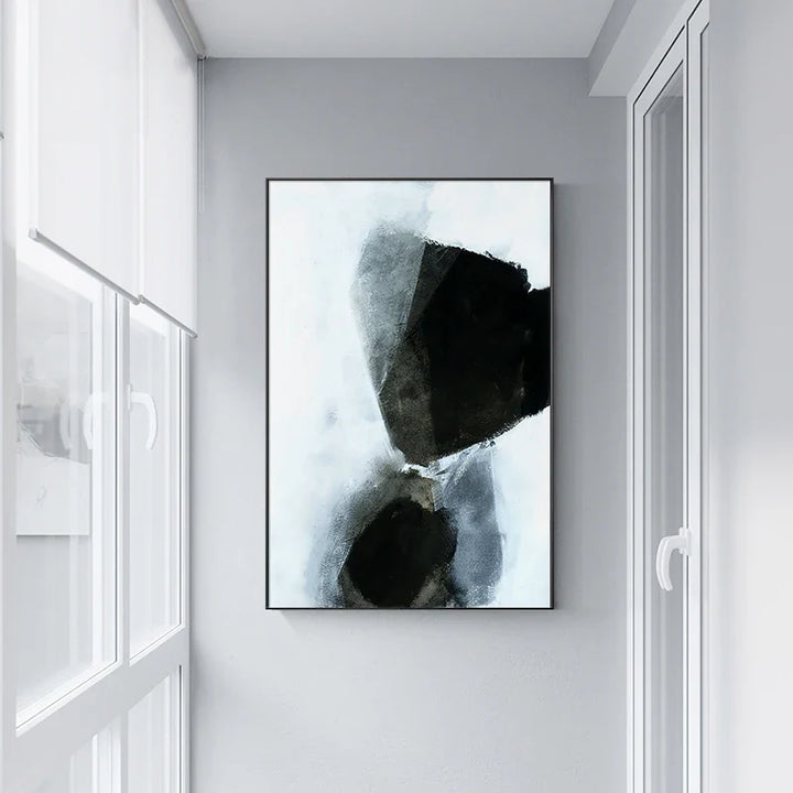 Dark Stones Abstract Wall Art Fine Art Canvas Prints Nordic Pictures For Modern Apartment Living Room Home Office Decor | Bowlift