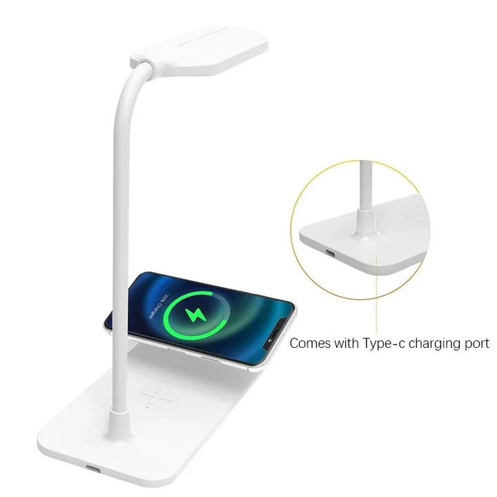 BowLift | Velura LightDock LED Desk Lamp | With Wireless Charger & USB Port | Touch Dimming & Eye-Friendly | Modern