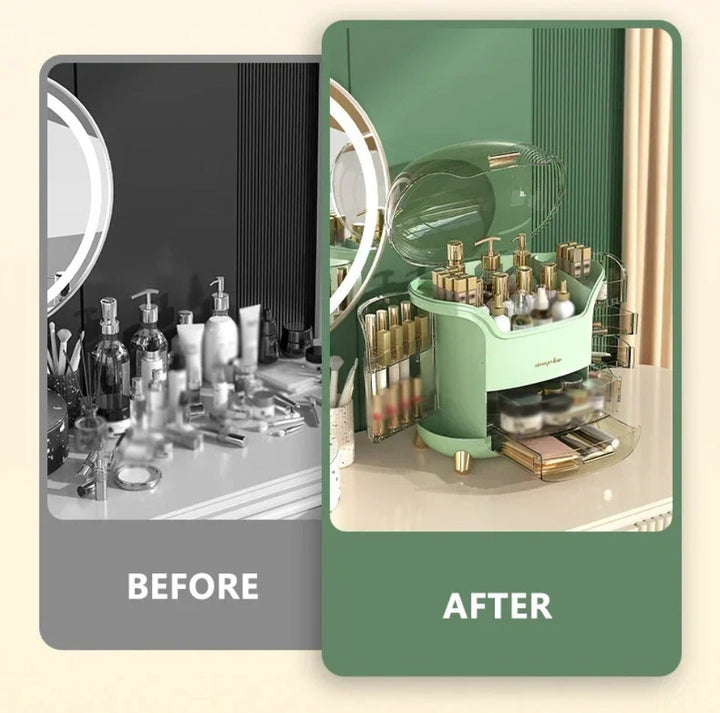 BowLift | Luxury Transparent Makeup Organizer with Sliding Doors and Drawers