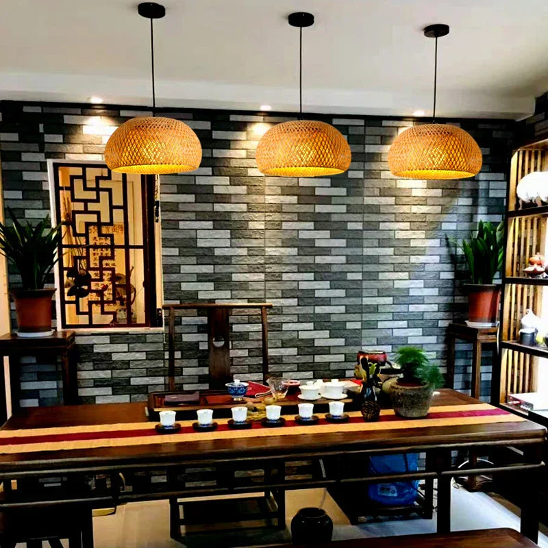 BowLift | Luxora Handwoven Bamboo Pendant Light - Eco-friendly Ceiling Lamp