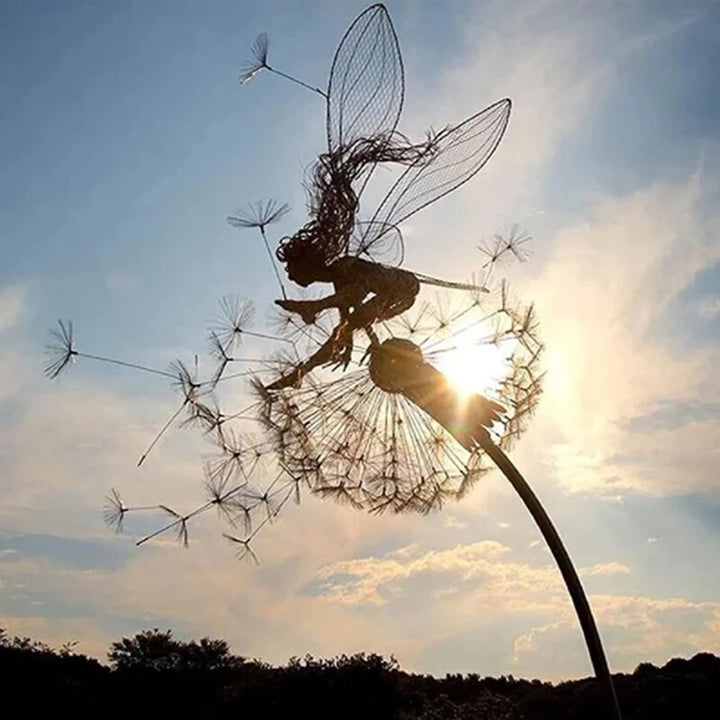 Fairy on a milk thread art sculpture Bowlift