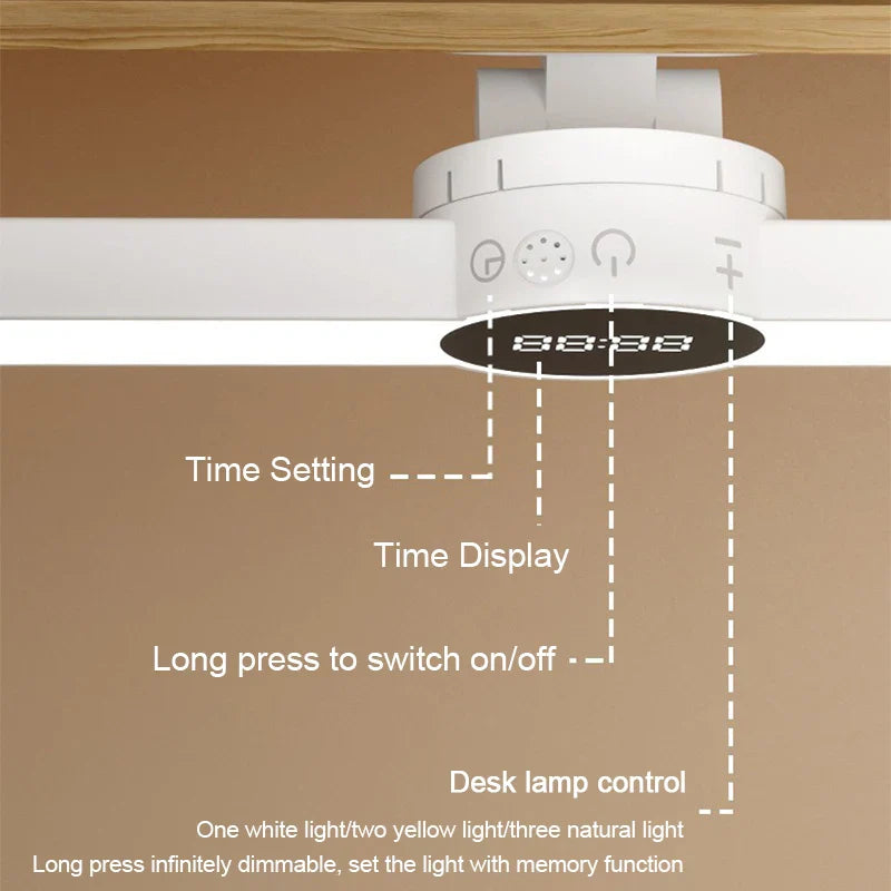 BowLift | LED Desk Lamp ClarioMag | With Clock & Alarm | Magnetic & USB Rechargeable | Steplessly Dimmable | 35 cm