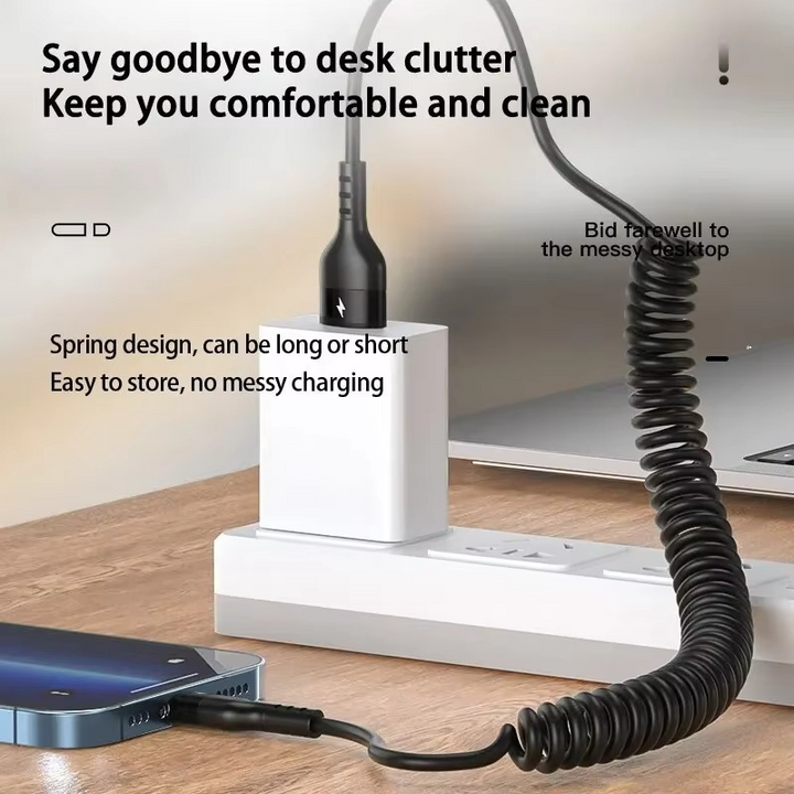 BowLift | Universal Spring Telescopic Fast Charging Cable USB-C & Lightning