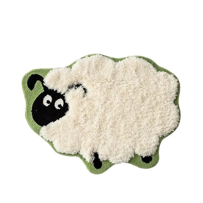 Fluffy Sheep Shaped Bedroom Bedside Rug | Bowlift
