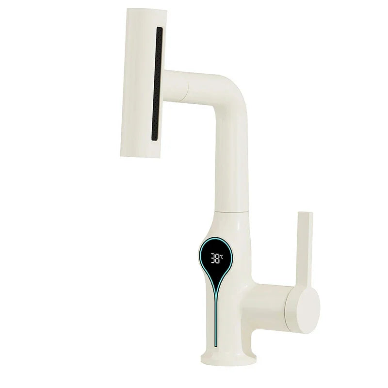 BowLift | Washbasin faucet with waterfall jet digital temperature display and adjustable spray head