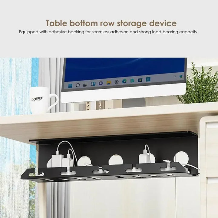 BowLift | Cable Channel DeskFixx | Under-Desk Cable Management | No Drilling | Sturdy Steel Shelf | Black