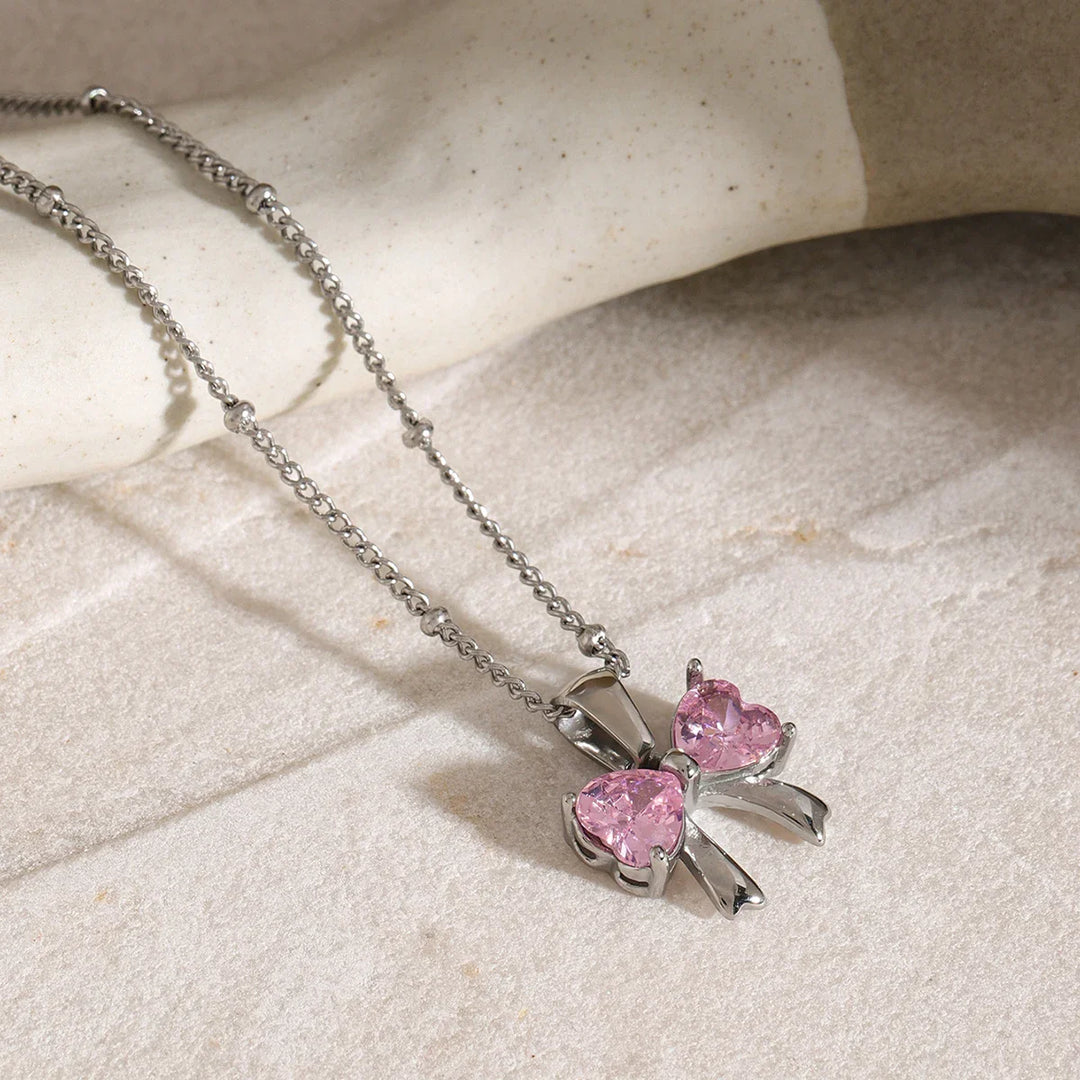 BowLift | Dainty Feminine Diamond Bow Necklace
