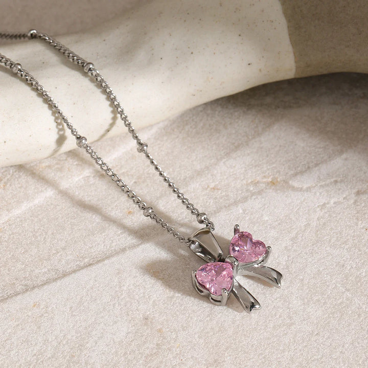 BowLift | Dainty Feminine Diamond Bow Necklace