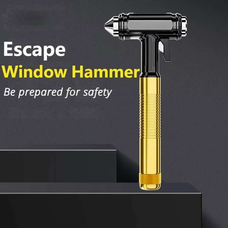 BowLift | All-Metal Car Safety Window Hammer - Emergency Glass Breaker & Seat Belt Cutter