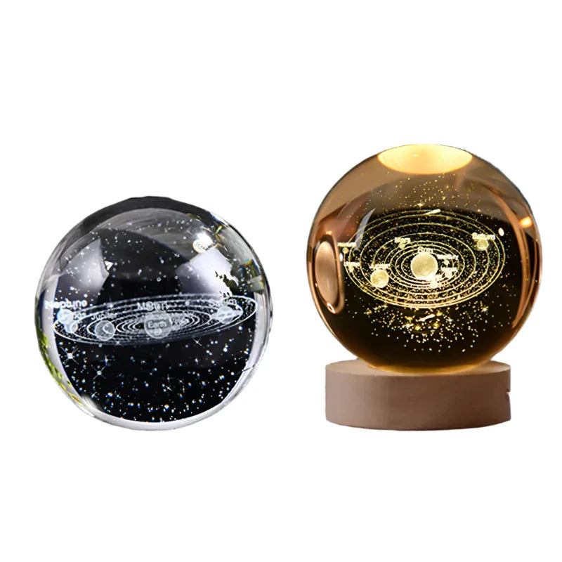 3D Crystal Night Light LED - Starry Sky Projector with Wooden Base, Romantic Lighting for Bedroom & Gifts | Bowlift