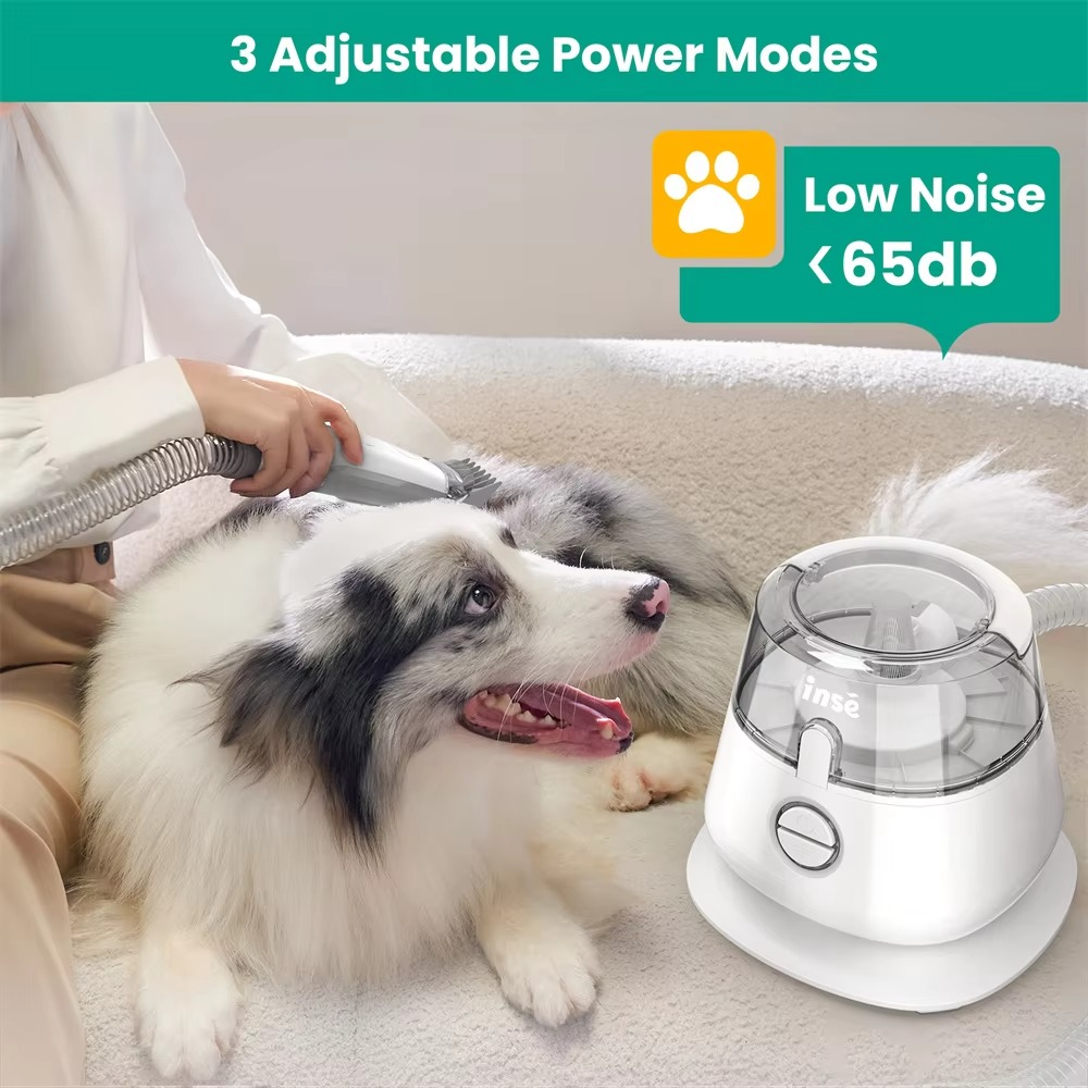 BowLift | 5-in-1 Dog Grooming Vacuum Kit – Low Noise Pet Hair Remover with Deshedding Tools & Dust Cup