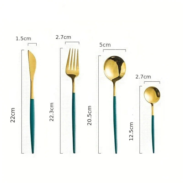 BowLift | Golden Cutlery Set Luxury – 24-Piece For Stylish Dining Experience
