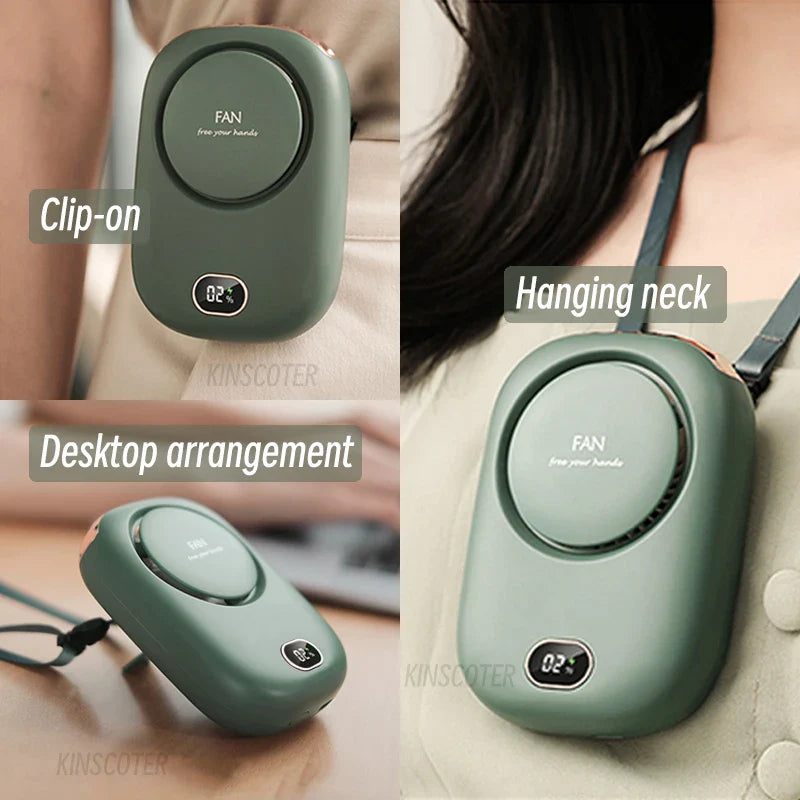Portable Hanging Neck Fan – Mini Bladeless Cooling Waist Fan, USB Rechargeable for Outdoor Sports and Travel | Bowlift
