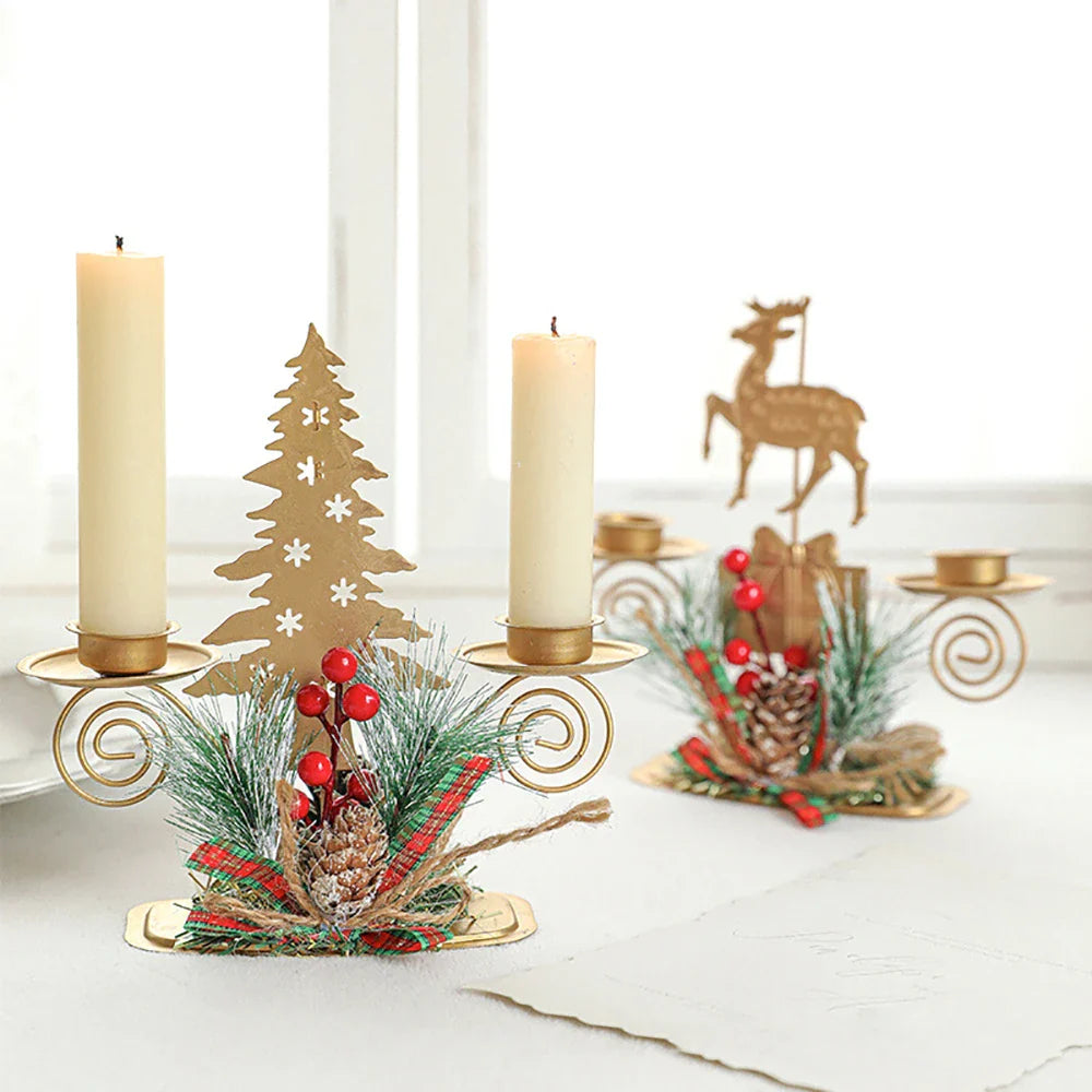 BowLift | Candle Holder LumiNoel | Golden Christmas Candle Holder Made of Iron | Snowflake, Star, Tree & Reindeer | Table Decoration for Christmas & New Year