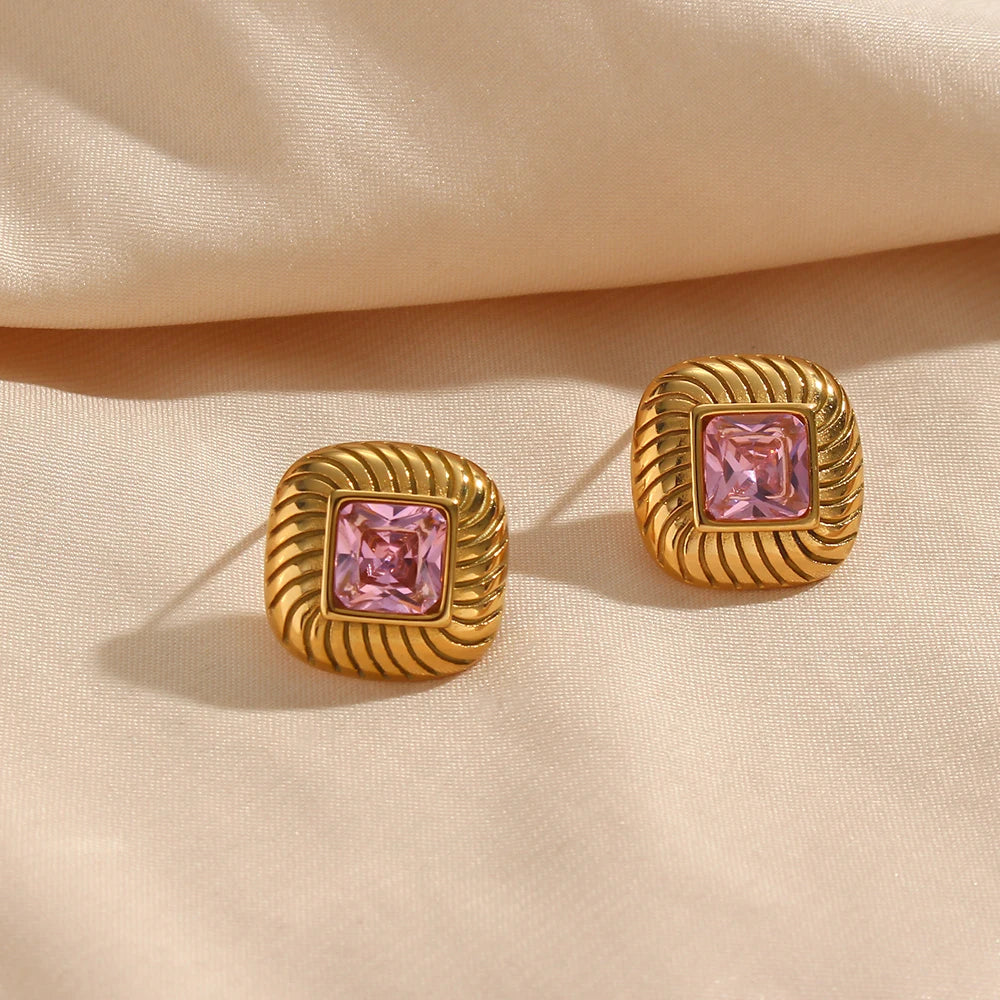 BowLift | Chunky Spiral Texture Diamond Accented Earrings