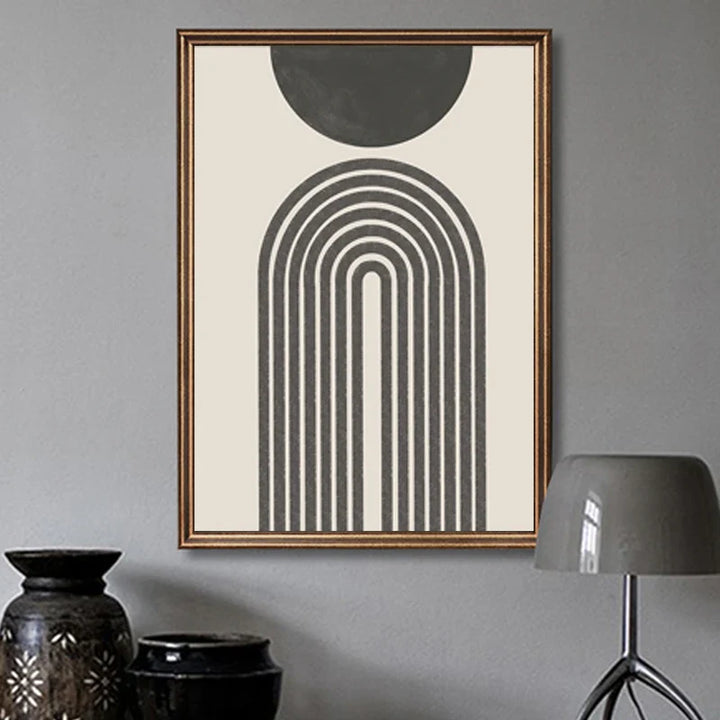 Sun Sea Circles Minimalist Line Art Black White Wall Art Fine Art Canvas Prints Pictures For Modern Living Room Bedroom Home Decor | Bowlift