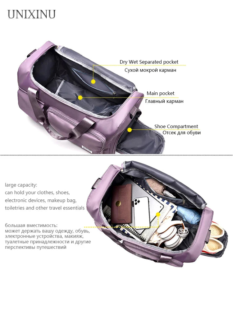 BowLift | Viontera Travel Bag Women | 35L Weekender with Shoe Compartment | Water Resistant & Flight Approved | Sport & Fitness Bag