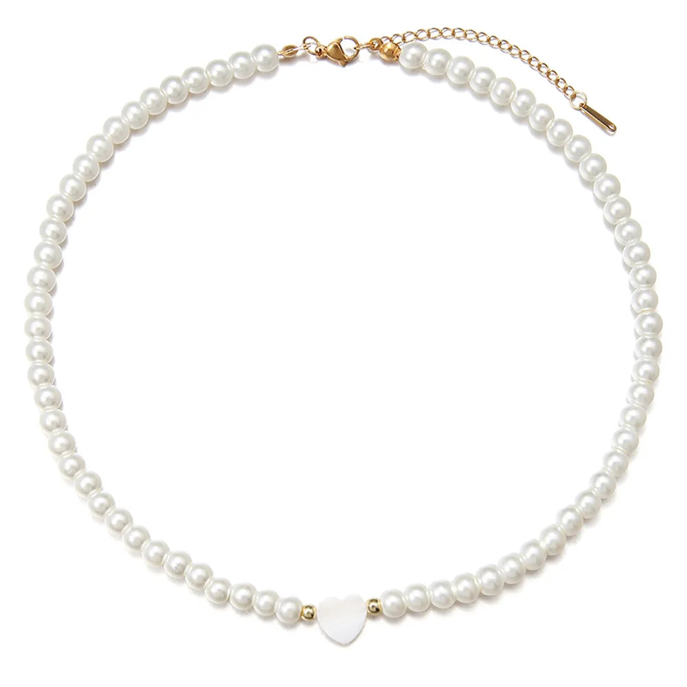 BowLift | Classy Pearl Heart Choker Necklace