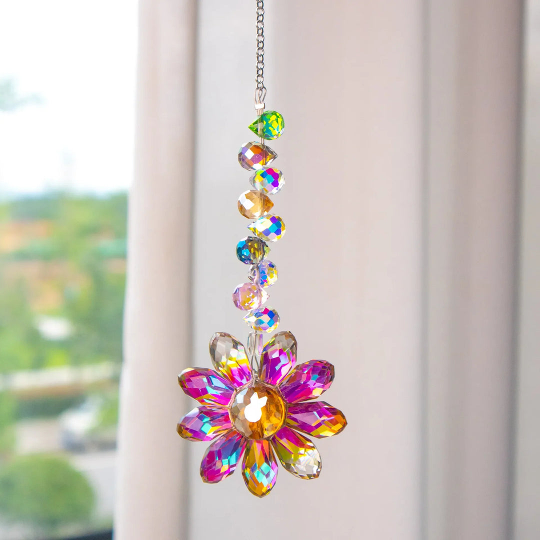 BowLift | Crystal Suncatcher LumiMargarita | K9 Daisy Rainbow Catcher | Window & Garden Decor | 32 cm | Gift Idea for Home