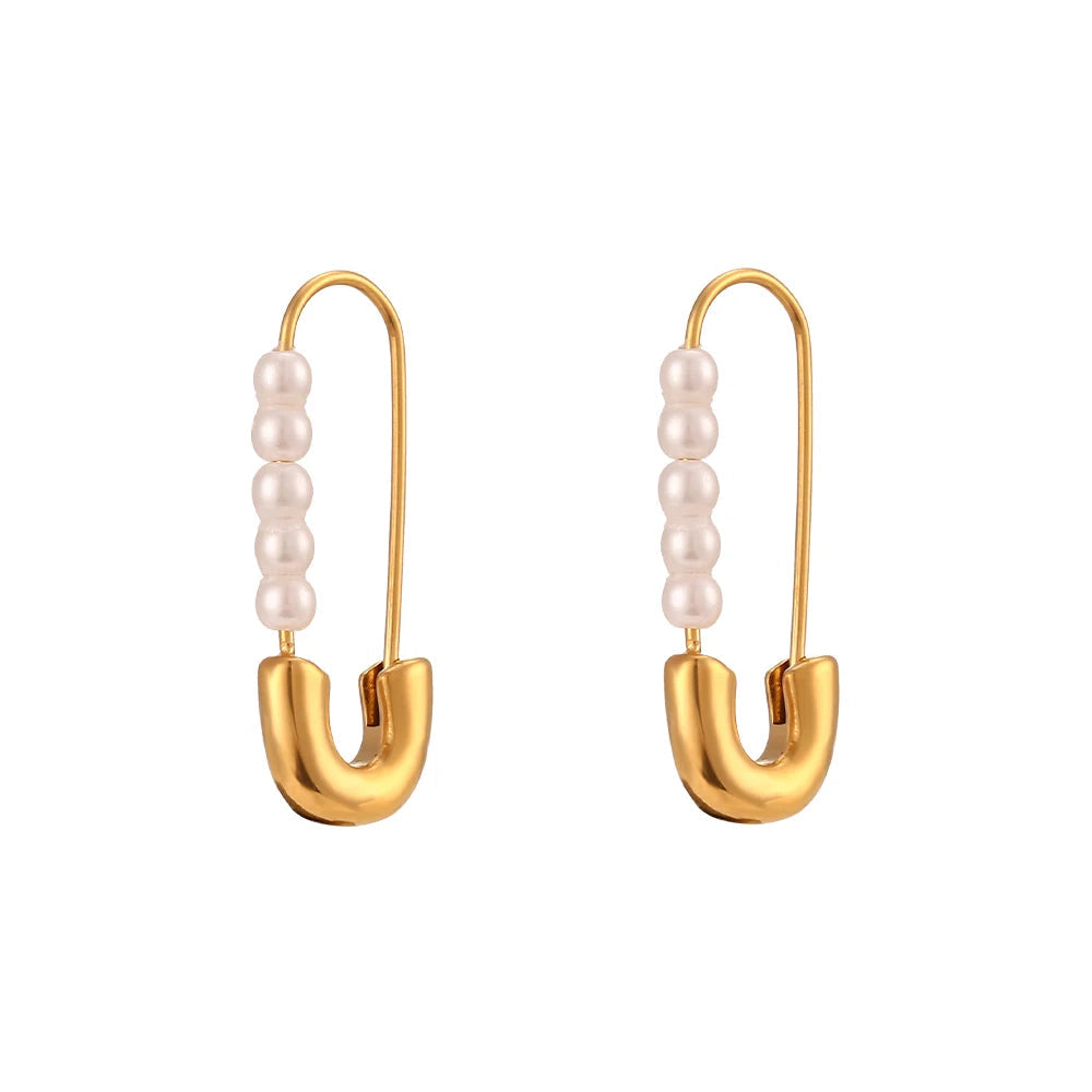 BowLift | 18k Pearl Accented Safety Pin Earrings