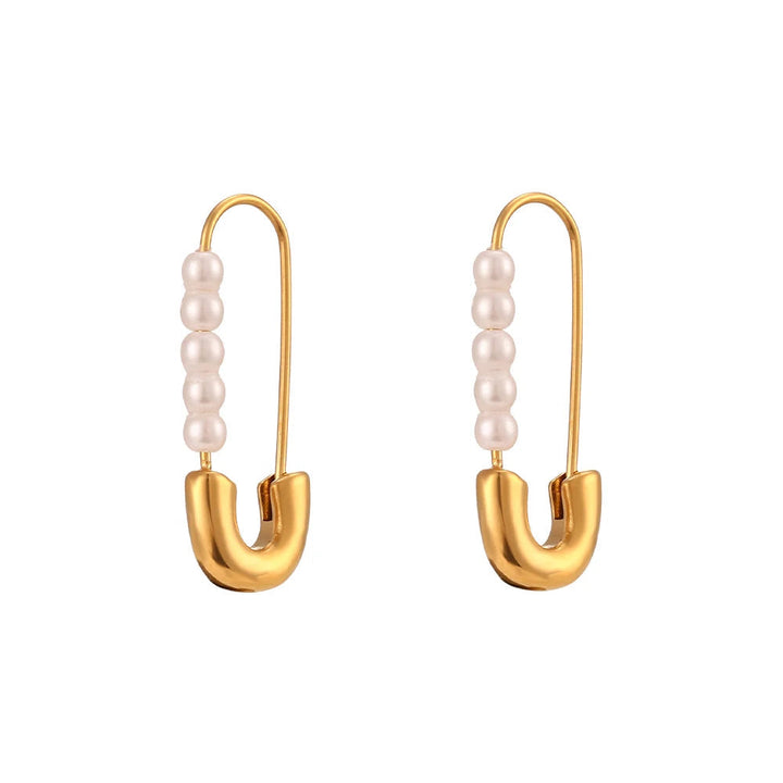 BowLift | 18k Pearl Accented Safety Pin Earrings