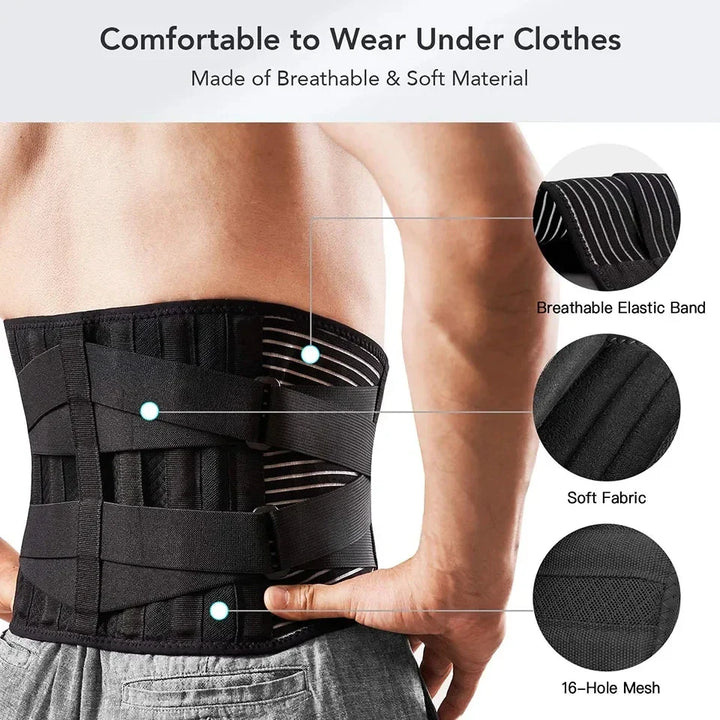 BowLift | Back Support Belt OrthoFlexa | 360° Lumbar Support with Memory Aluminum & Steel Springs | Breathable & Invisible under Clothing