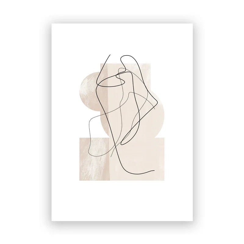 Shades Of Beige Abstract Line Art Wall Art Fine Art Canvas Prints Minimalist Pictures For Modern Apartment Living Room Art For Contemporary Interiors | Bowlift