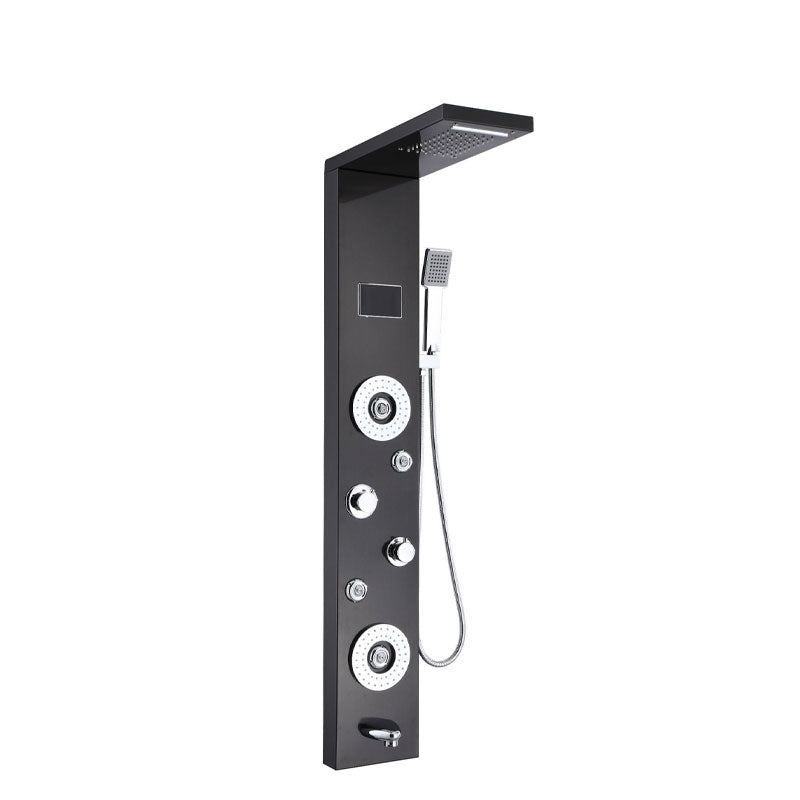 BowLift | Waterfall Shower Head Rain Massage System With Body Sprays Stainless Steel Bathroom Shower Panel Tower System, Brushed Black