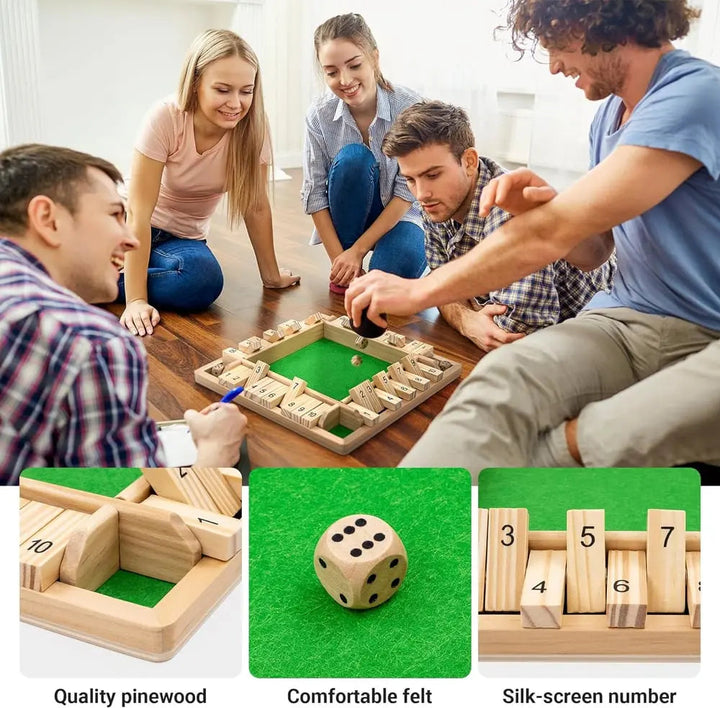 BowLift | Shut the Box wooden game – Traditional dice game for children & adults