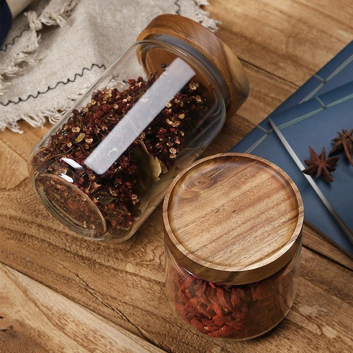 BowLift | Stackable Acacia Glass Storage Containers Airtight for Kitchen Organization