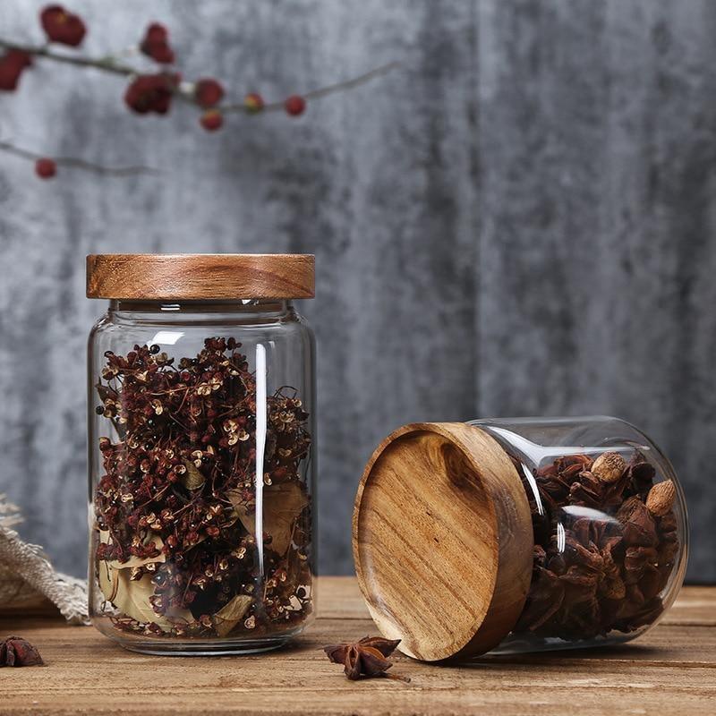 BowLift | Stackable Acacia Glass Storage Containers Airtight for Kitchen Organization