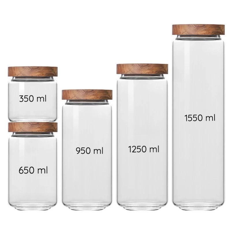 BowLift | Stackable Acacia Glass Storage Containers Airtight for Kitchen Organization