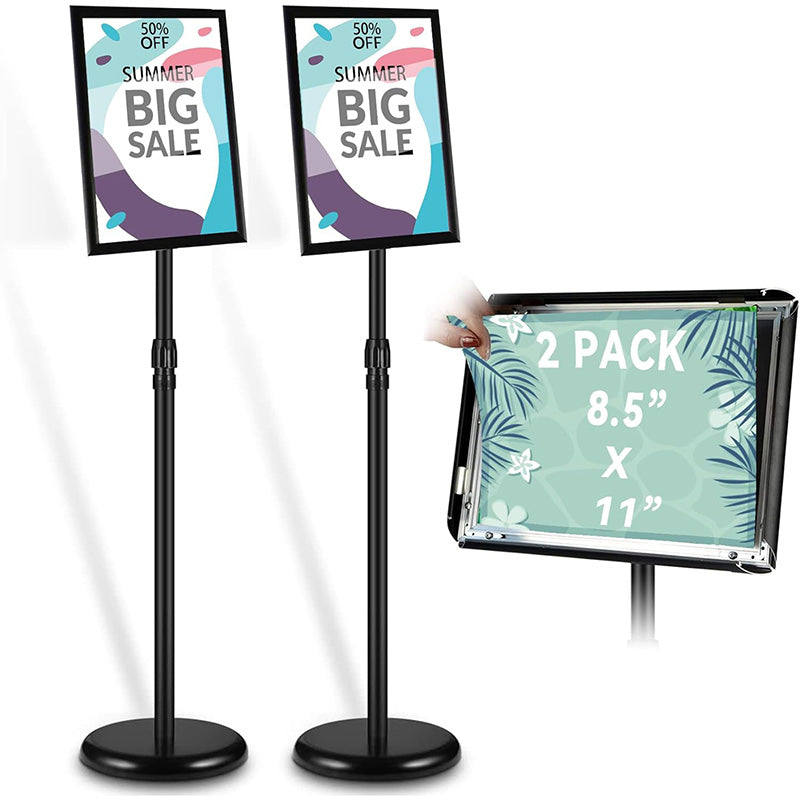 BowLift | 2 Pack 8.5 X 11 Inches Adjustable Sign Poster Stand Pedestal Poster Stand with Heavy Duty Base Display Business Shows Floor Standing Sign Holder