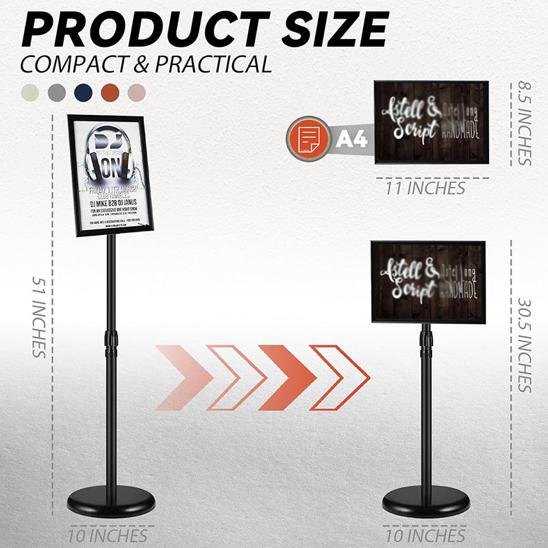 BowLift | 2 Pack 8.5 X 11 Inches Adjustable Sign Poster Stand Pedestal Poster Stand with Heavy Duty Base Display Business Shows Floor Standing Sign Holder