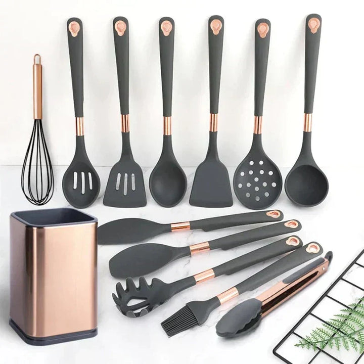 EliteCook - 12-piece gold-coated kitchen utensil set Bowlift
