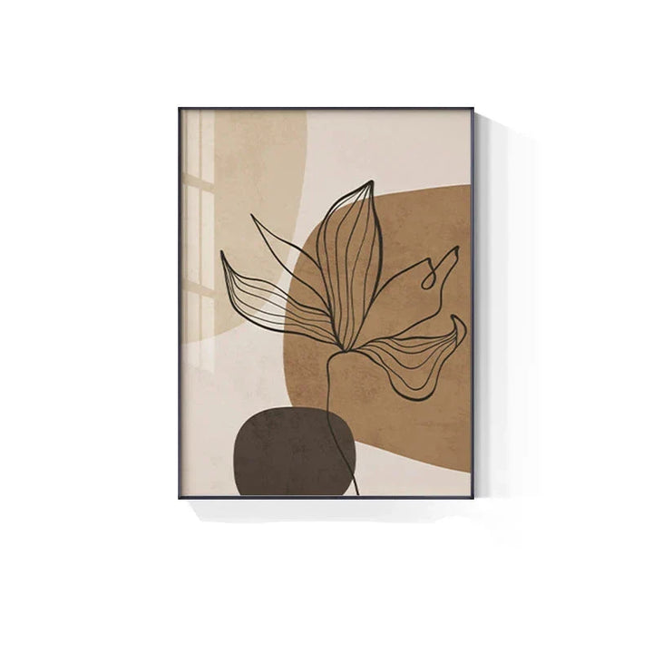 Simple Beige Brown Floral Abstract Wall Art Fine Art Canvas Prints Minimalist Pictures For Modern Apartment Living Room Bedroom Art For Contemporary Interiors | Bowlift