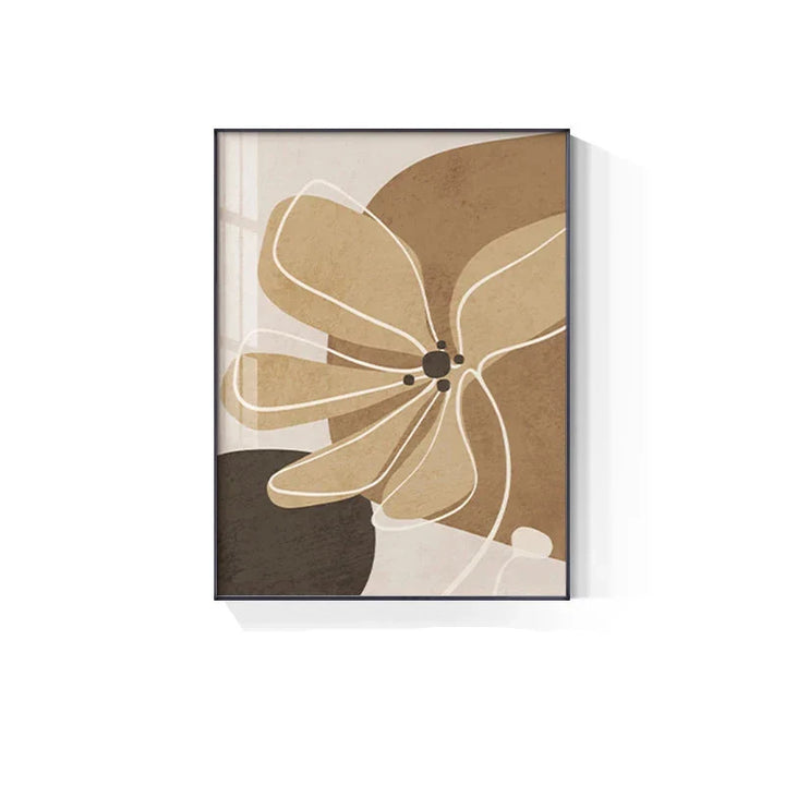 Simple Beige Brown Floral Abstract Wall Art Fine Art Canvas Prints Minimalist Pictures For Modern Apartment Living Room Bedroom Art For Contemporary Interiors | Bowlift