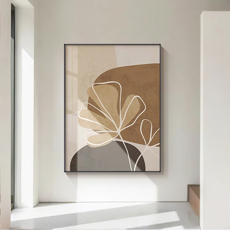 Simple Beige Brown Floral Abstract Wall Art Fine Art Canvas Prints Minimalist Pictures For Modern Apartment Living Room Bedroom Art For Contemporary Interiors | Bowlift