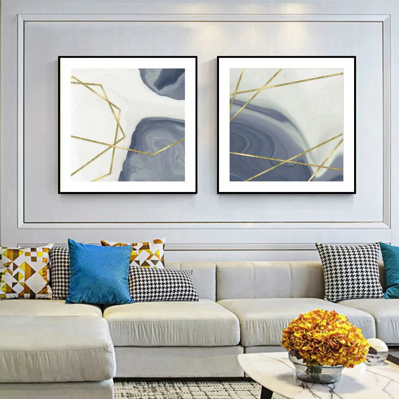 Simple Minimalist Nordic Abstract Square Format Wall Art Fine Art Canvas Prints Pictures For Living Room Bedroom Dining Room Decor | Bowlift