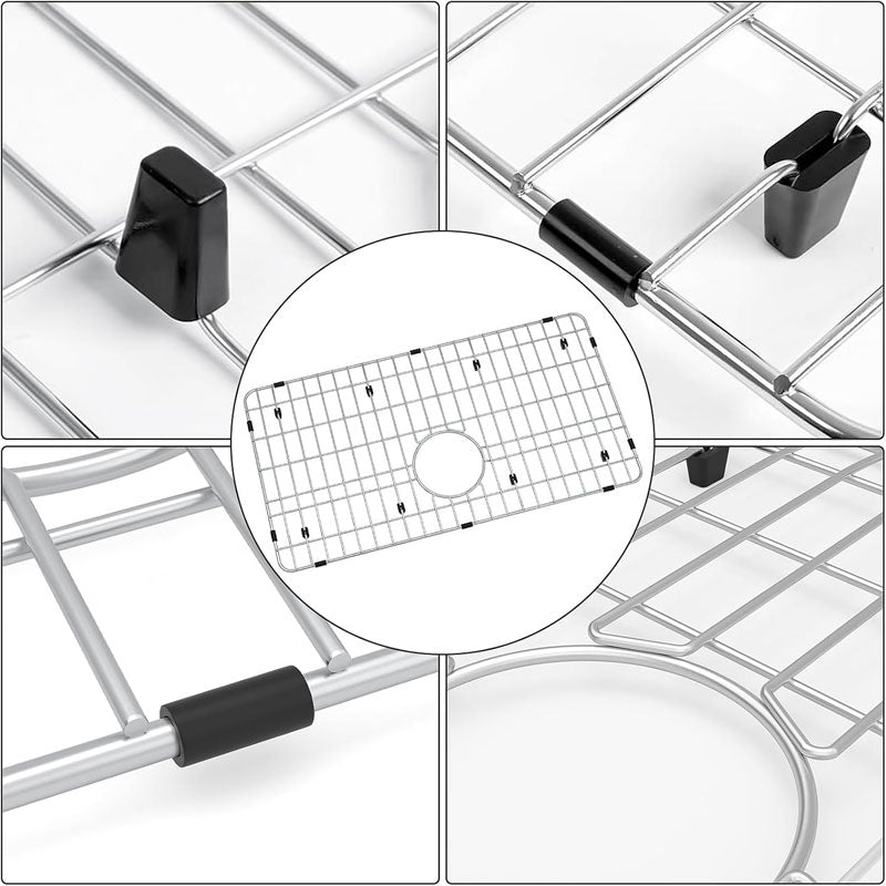 BowLift | Stainless Steel Sink Grating And Kitchen Sink Bottom Protector, 26" x 14" With Single Sink Back Drain, Kitchen Sink Protector, Stainless Steel