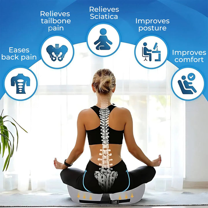 BowLift | SitSmart Adjustable Memory Foam Seat Cushion | Tailbone Relief & Posture Support for Office, Car, and Dining Chairs