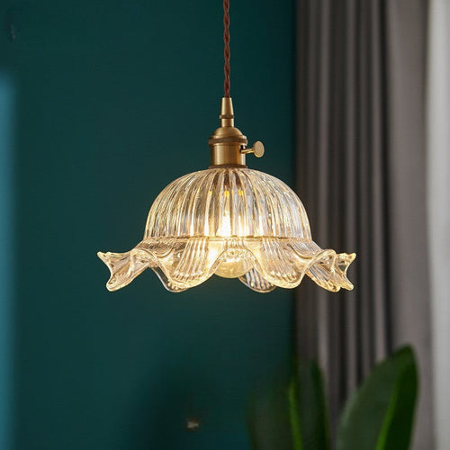 BowLift | Scandinavian Transparent Hanging Lamp with Bamboo Hood for Living Rooms and Dining Rooms – Elegant LED Chandelier
