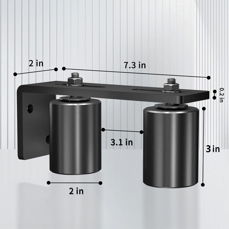 BowLift | 2 Pack Heavy Duty Slide Gate Guide Roller  3" Sliding Gate Black Nylon Roller Coloring Zinc Painted Sliding Gate Guide With L-Shape Bracket