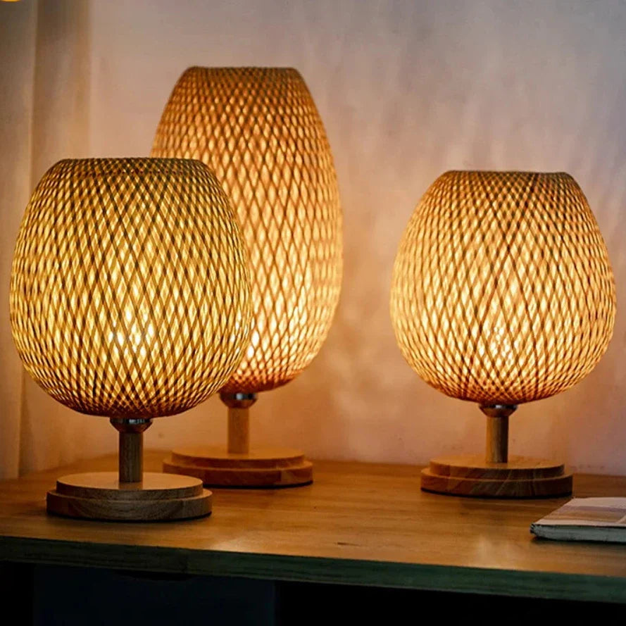 BowLift | Rattan lamp - Stepless dimmable basket lamp for bedroom and living room decoration