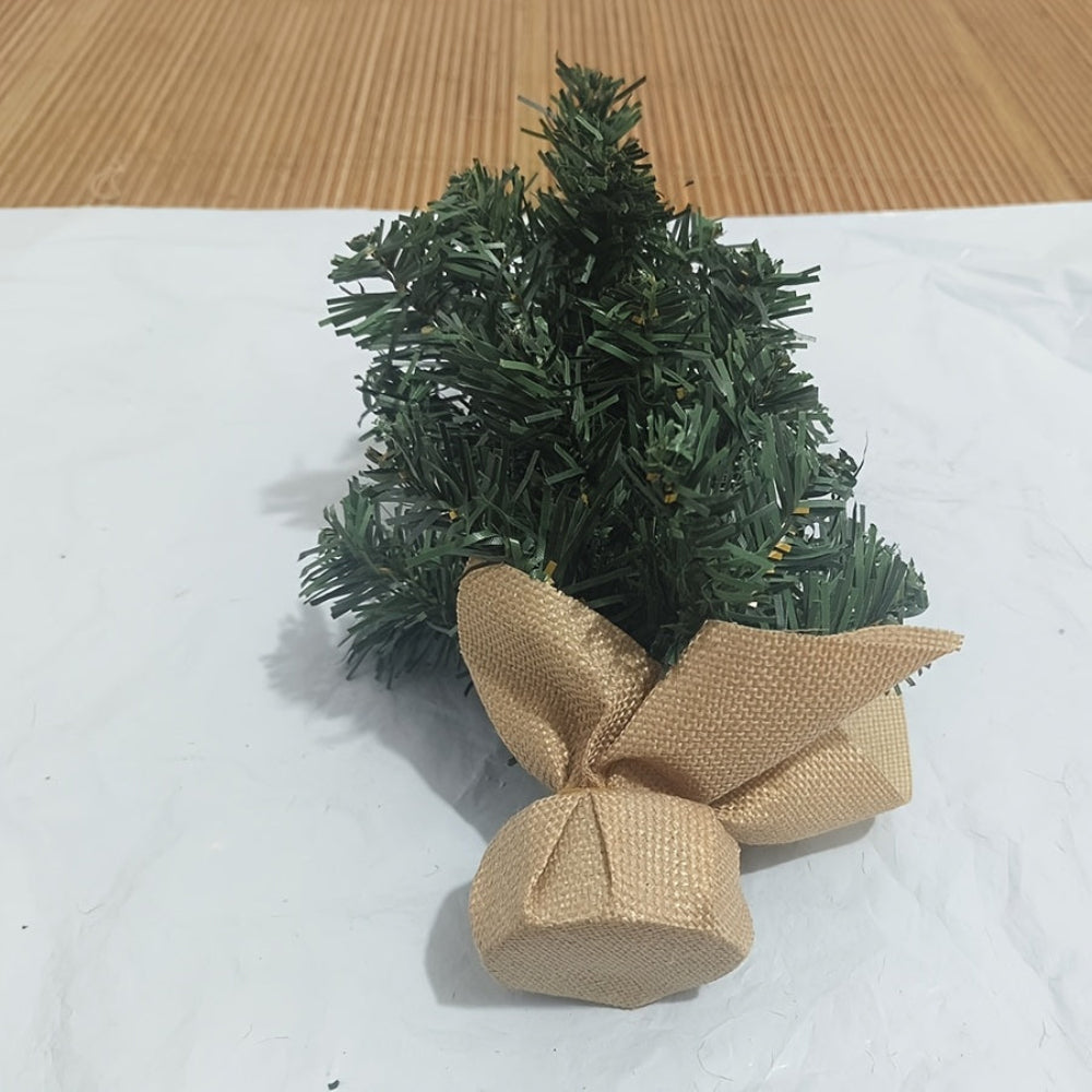 BowLift | Small Christmas Tree Rustic Burlap Base Tabletop Holiday Decor