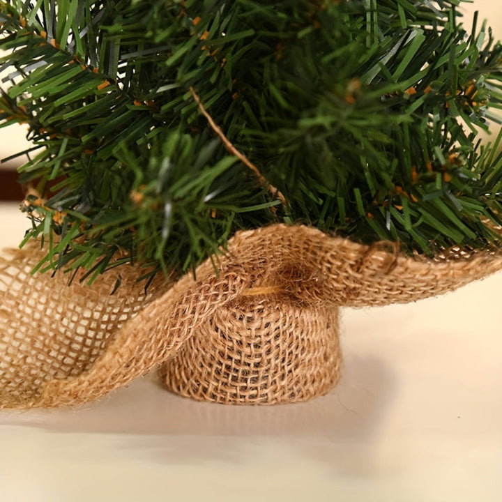 BowLift | Small Christmas Tree Rustic Burlap Base Tabletop Holiday Decor